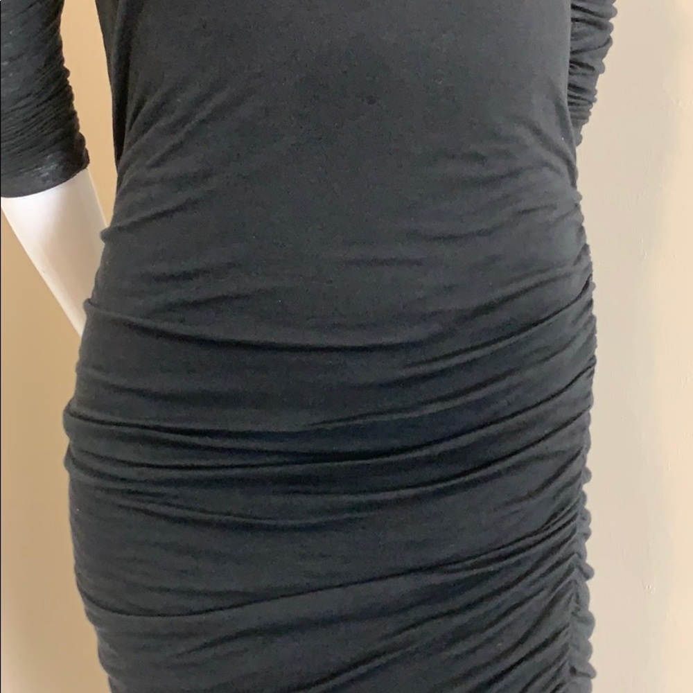 A.L.C. Black Ruched Long Sleeve Dress with Lace Cut-Out Back SM EC - Picture 5 of 15